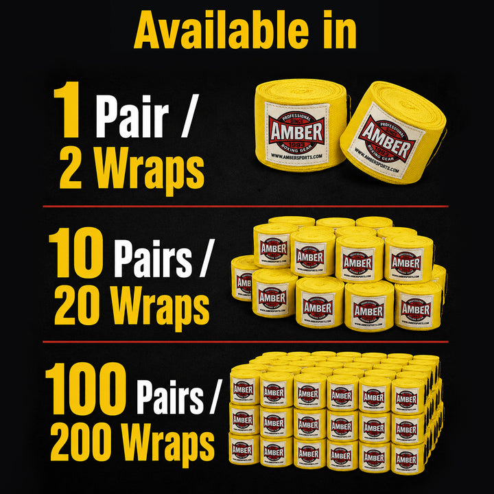 Amber Fight Gear Semi Elastic Professional Hand Wraps with Hook and Loop Closure for Boxing Kickboxing Muay Thai MMA for Men and Women