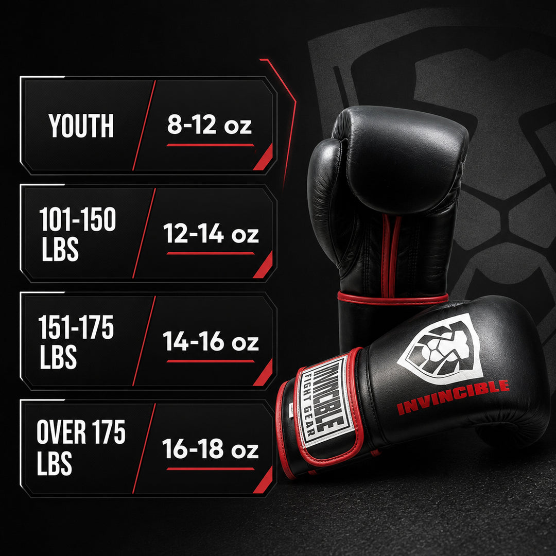Invincible Fight Gear All Leather Boxing Bag Gloves | Premium Cast Iron Heavy Punching Gloves for MMA, Kickboxing, Muay Thai Sparring | Men &amp; Women Training Equipment | 12oz, 14oz, 16oz