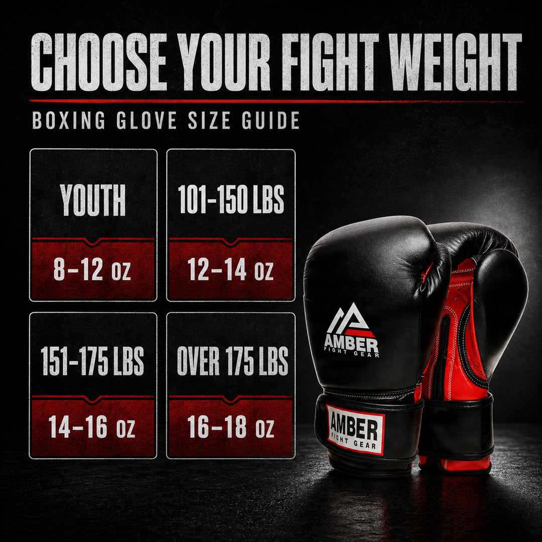 Amber Fight Gear Leather Boxing Gloves with Hook &amp; Loop
