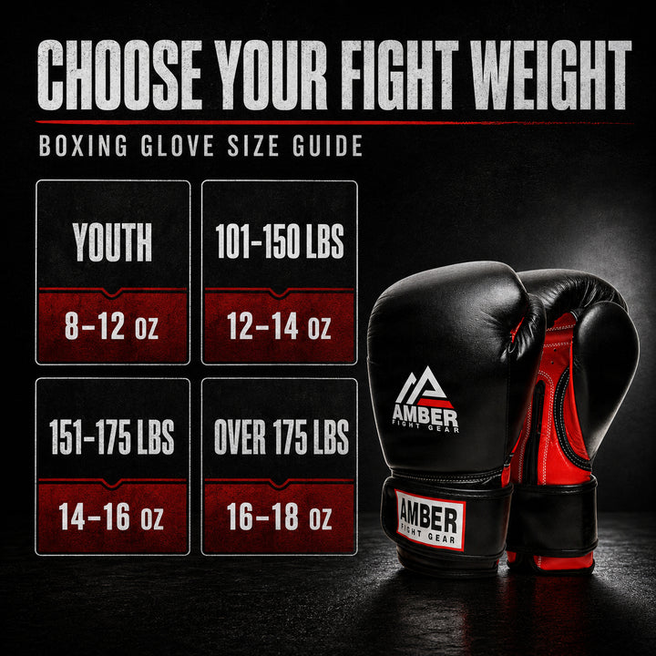 Amber Fight Gear Leather Boxing Gloves with Hook &amp; Loop