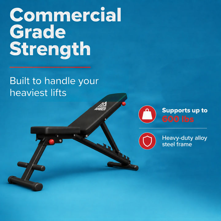 Multi-Purpose Adjustable Weight Bench with Wider Backrest/Seat and Easy Storage - 7 Position Ideal for Full Body Workout at Home Gym.