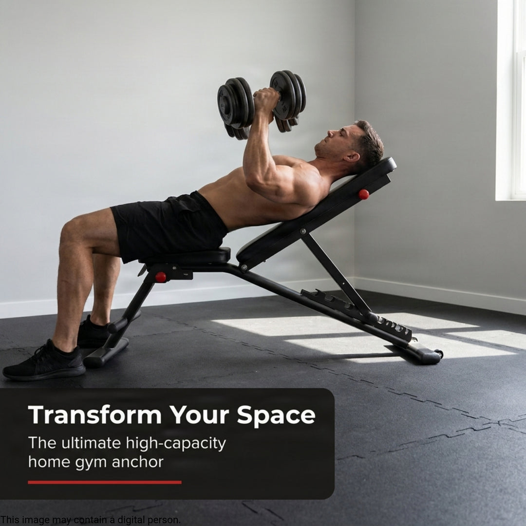 Multi-Purpose Adjustable Weight Bench with Wider Backrest/Seat and Easy Storage - 7 Position Ideal for Full Body Workout at Home Gym.