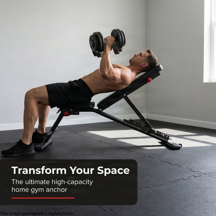Multi-Purpose Adjustable Weight Bench with Wider Backrest/Seat and Easy Storage - 7 Position Ideal for Full Body Workout at Home Gym.