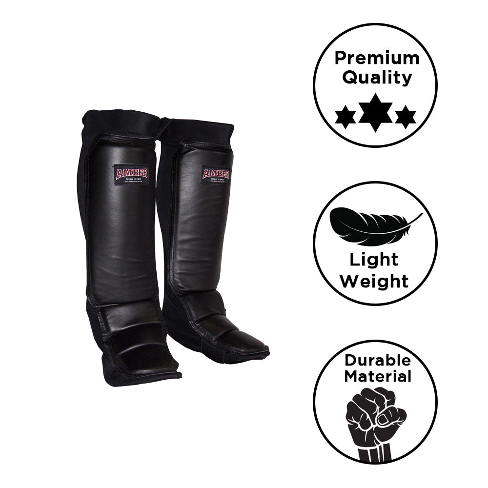 Ultimate MMA Shin &amp; Instep Protector, Durable Nylon with Reinforced Leather Face, Adjustable Straps for Comfortable Fit, Medium