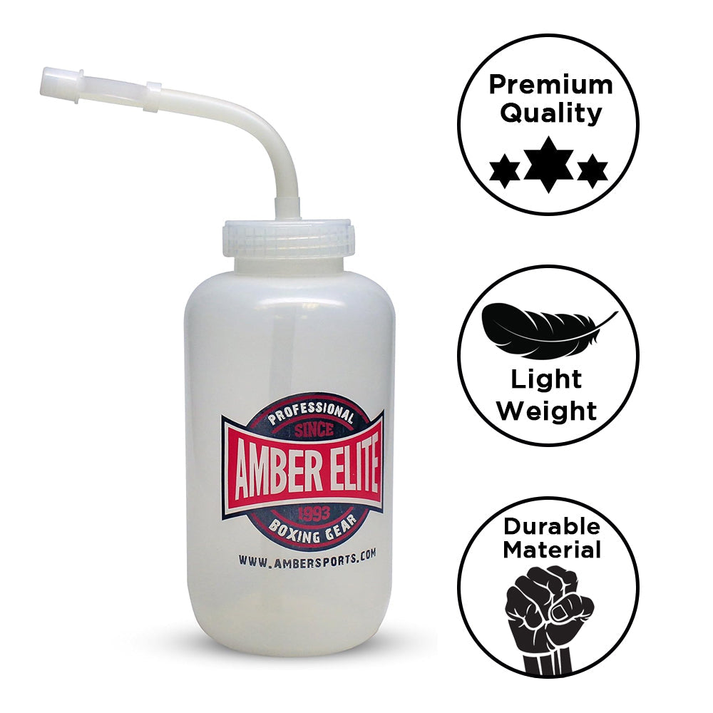 Amber Fight Gear Pro Style Water Clear Bottle with Long Curved Straw Clear 24oz Ideal for Gym Yoga Sports Boxing Lacrosse Football Hockey Cycling &amp; Outdoors