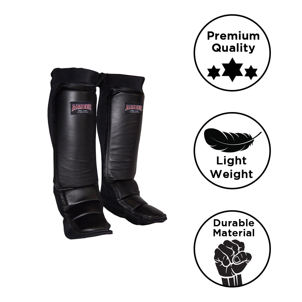 Ultimate MMA Shin &amp; Instep Protector, Durable Nylon with Reinforced Leather Face, Adjustable Straps for Comfortable Fit, Medium