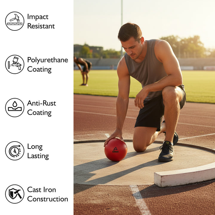 Cast Iron Shot Put: IAAF Compliant Athletic Throwing Weight for Track &amp; Field Competitions - Durable, Balanced Design for High Performance Training &amp; Competition, Color may vary