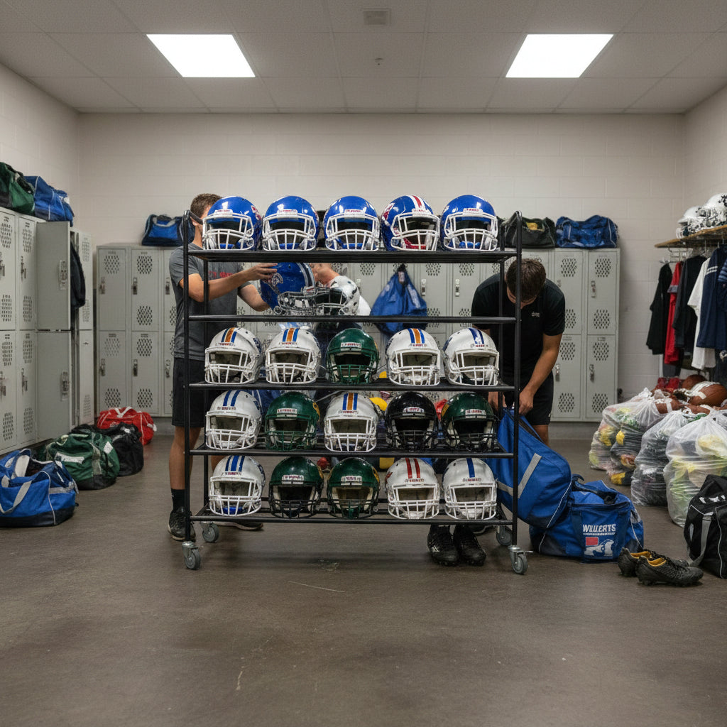 Pro Down Heavy-Duty Football Helmet Cart - Holds 50 Helmets