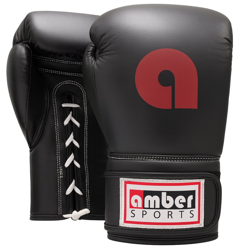 Professional Lace-Up All Leather Boxing Gloves - Top Grain Leather, Lightweight Padding for Speed Bags, Double-End Bags &amp; Heavy Bags