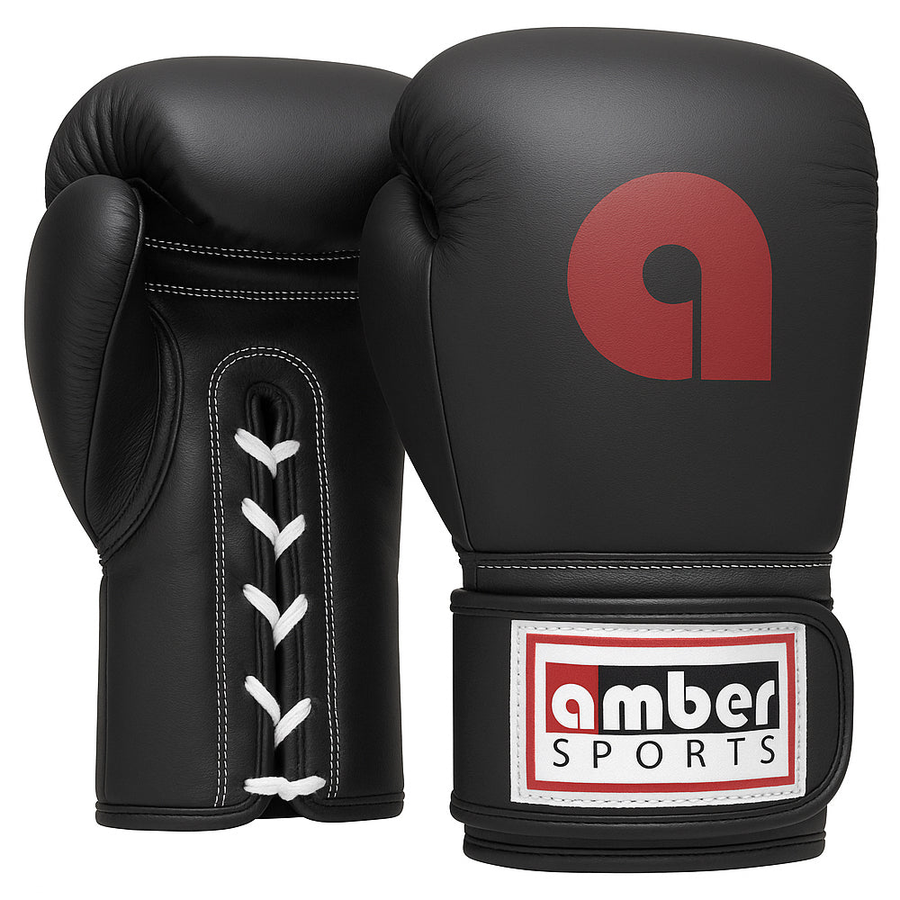 Professional Lace-Up All Leather Boxing Gloves - Top Grain Leather, Lightweight Padding for Speed Bags, Double-End Bags &amp; Heavy Bags