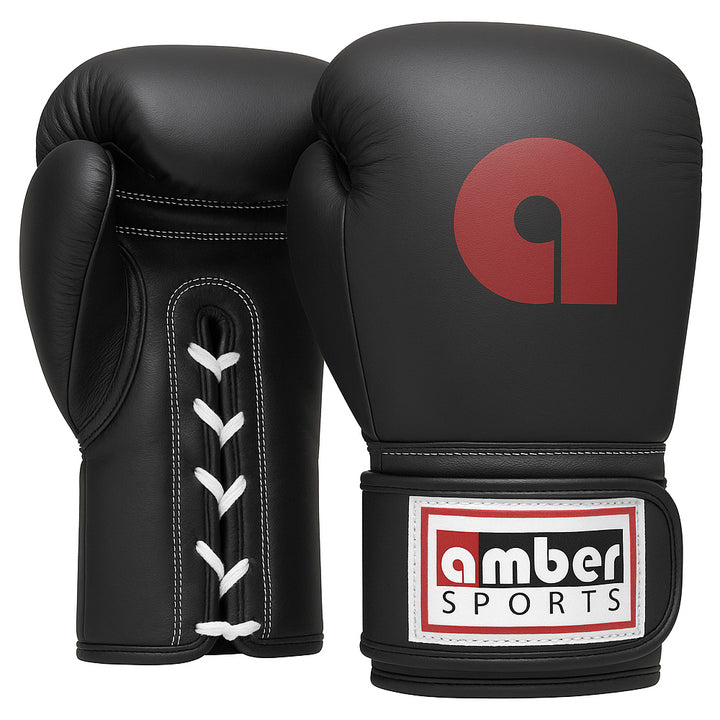 Professional Lace-Up All Leather Boxing Gloves - Top Grain Leather, Lightweight Padding for Speed Bags, Double-End Bags &amp; Heavy Bags
