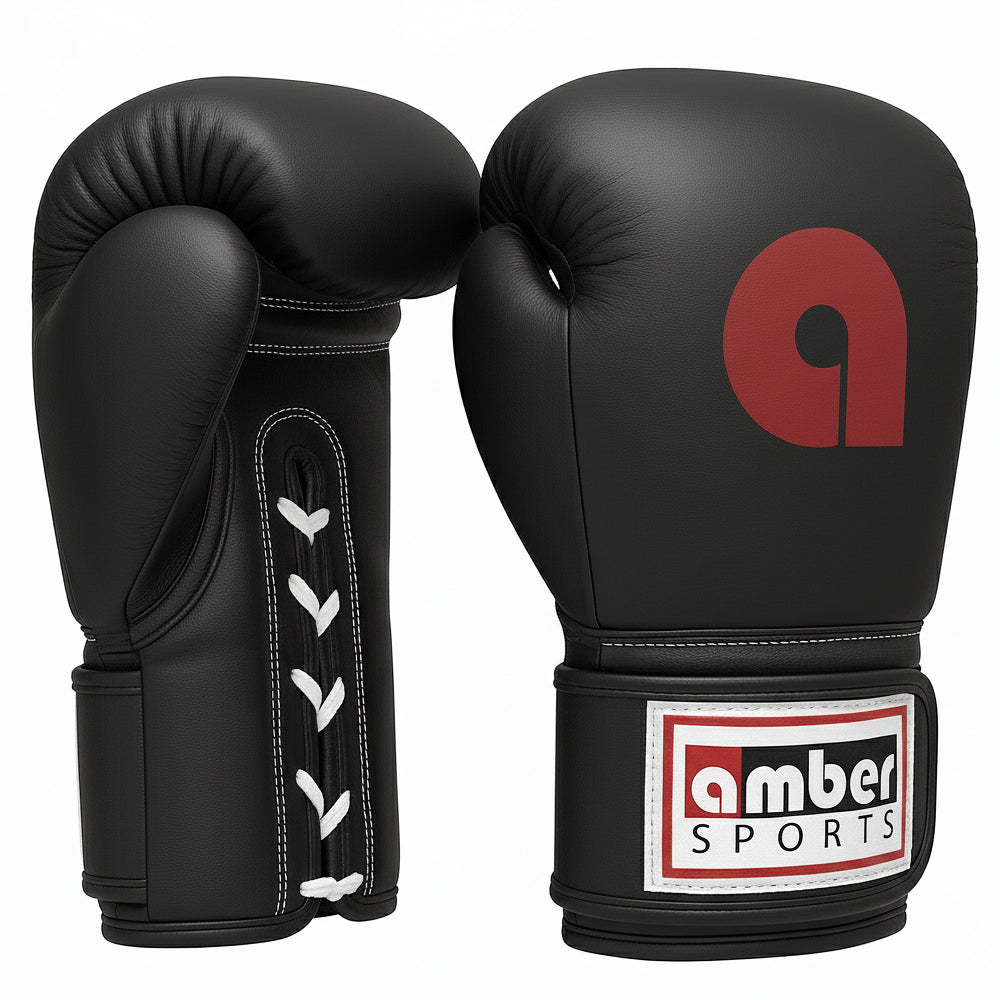 Professional Lace-Up All Leather Boxing Gloves - Top Grain Leather, Lightweight Padding for Speed Bags, Double-End Bags &amp; Heavy Bags