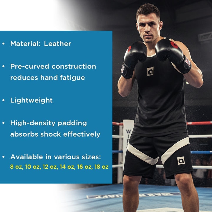 Professional Lace-Up All Leather Boxing Gloves - Top Grain Leather, Lightweight Padding for Speed Bags, Double-End Bags &amp; Heavy Bags