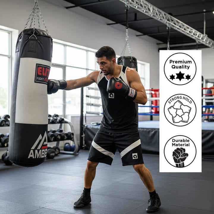 Professional Lace-Up All Leather Boxing Gloves - Top Grain Leather, Lightweight Padding for Speed Bags, Double-End Bags &amp; Heavy Bags