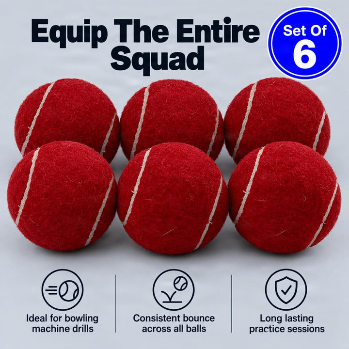 Amber Fight Gear Tennis-Ball Size Cricket Ball, Felt-Covered, Red, Pack Options