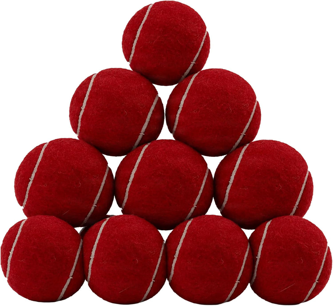 Amber Fight Gear Tennis-Ball Size Cricket Ball, Felt-Covered, Red, Pack Options