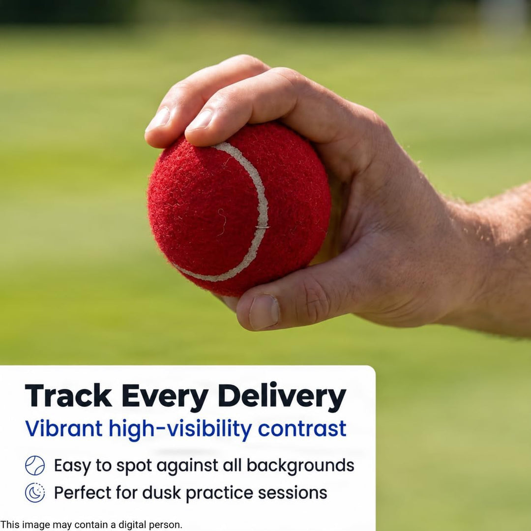 Amber Fight Gear Tennis-Ball Size Cricket Ball, Felt-Covered, Red, Pack Options