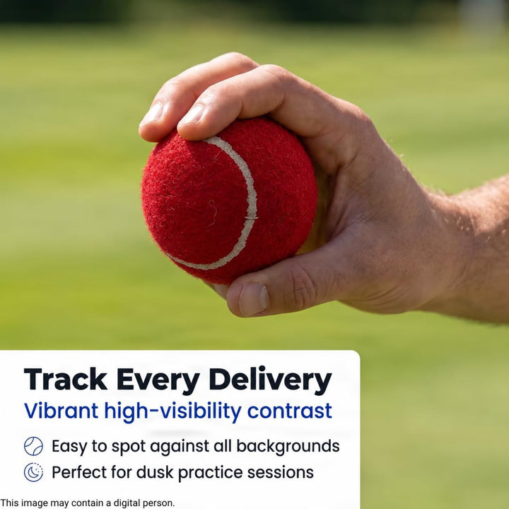 Amber Fight Gear Tennis-Ball Size Cricket Ball, Felt-Covered, Red, Pack Options