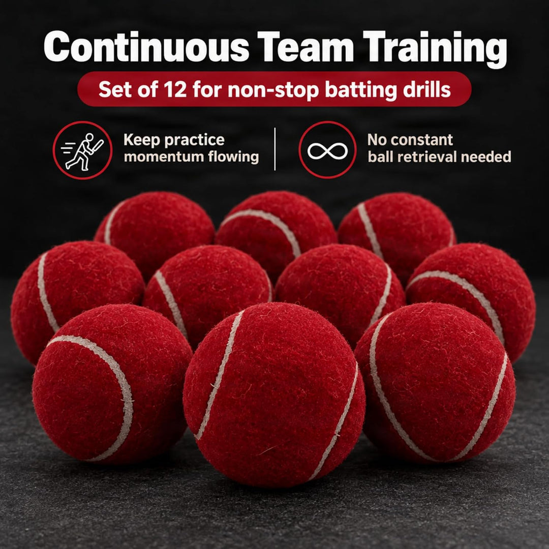 Amber Fight Gear Tennis-Ball Size Cricket Ball, Felt-Covered, Red, Pack Options