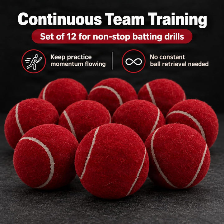 Amber Fight Gear Tennis-Ball Size Cricket Ball, Felt-Covered, Red, Pack Options