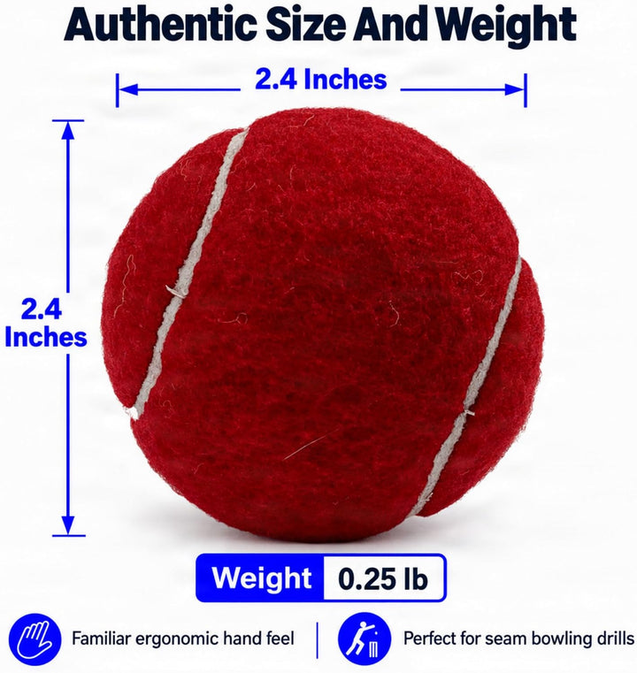 Amber Fight Gear Tennis-Ball Size Cricket Ball, Felt-Covered, Red, Pack Options