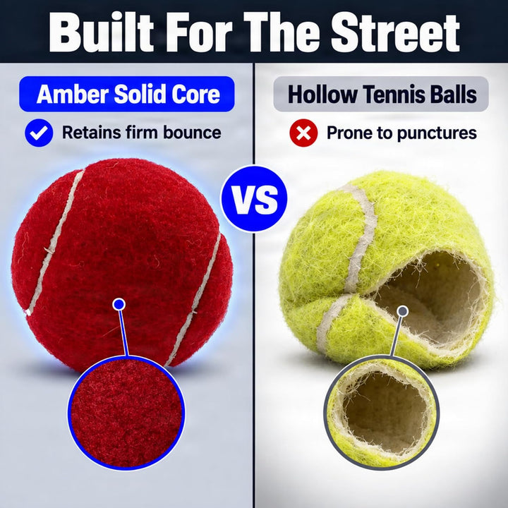 Amber Fight Gear Tennis-Ball Size Cricket Ball, Felt-Covered, Red, Pack Options