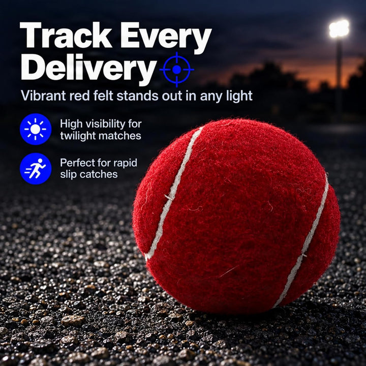 Amber Fight Gear Tennis-Ball Size Cricket Ball, Felt-Covered, Red, Pack Options