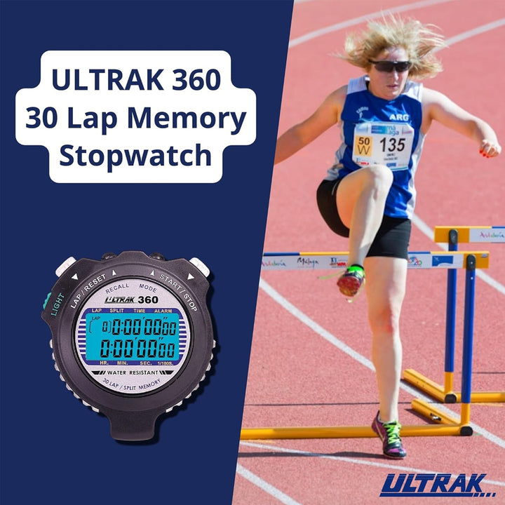ULTRAK 360 Stopwatch - 30-Memory, Water-Resistant Sports Timer