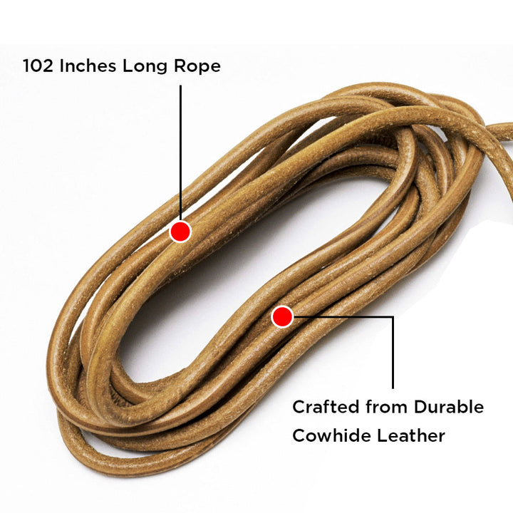 Cowhide Leather Jump Rope with Wooden Handles &amp; Bearings, Adjustable Length for Personalized Fitness, Perfect for Boxing, and Agility Training, Portable for Indoor &amp; Outdoor Use, 8.5ft