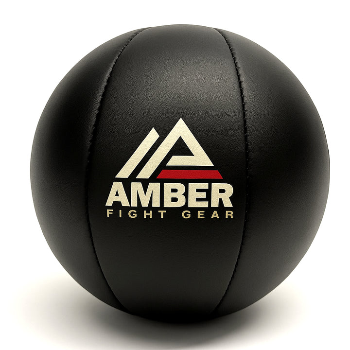 Amber Fight Gear Leather Medicine Ball for Strength &amp; Conditioning, Plyometric &amp; Core Training, Cardio Workouts for Muscle Building, Squats, Lunges, Partner Training