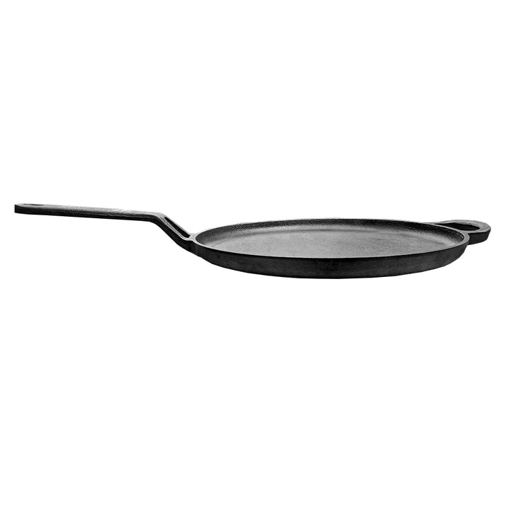 Pre-Seasoned Cast Iron Tawa, Heavy-Duty 3kg Flat Dosa Tawa for Roti, Chapati, Pancakes,  Gas Stove Compatible 11 Inch with 5.5 Inch Handle