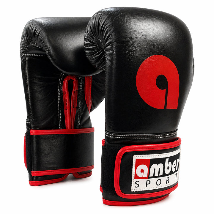 Amber Fight Gear Professional Leather Boxing Gloves | Multi-Layer Foam Training Gloves for Muay Thai, Kickboxing &amp; Sparring | Men &amp; Women Punching Gear | Ambidextrous Sizes (8oz to 18oz)