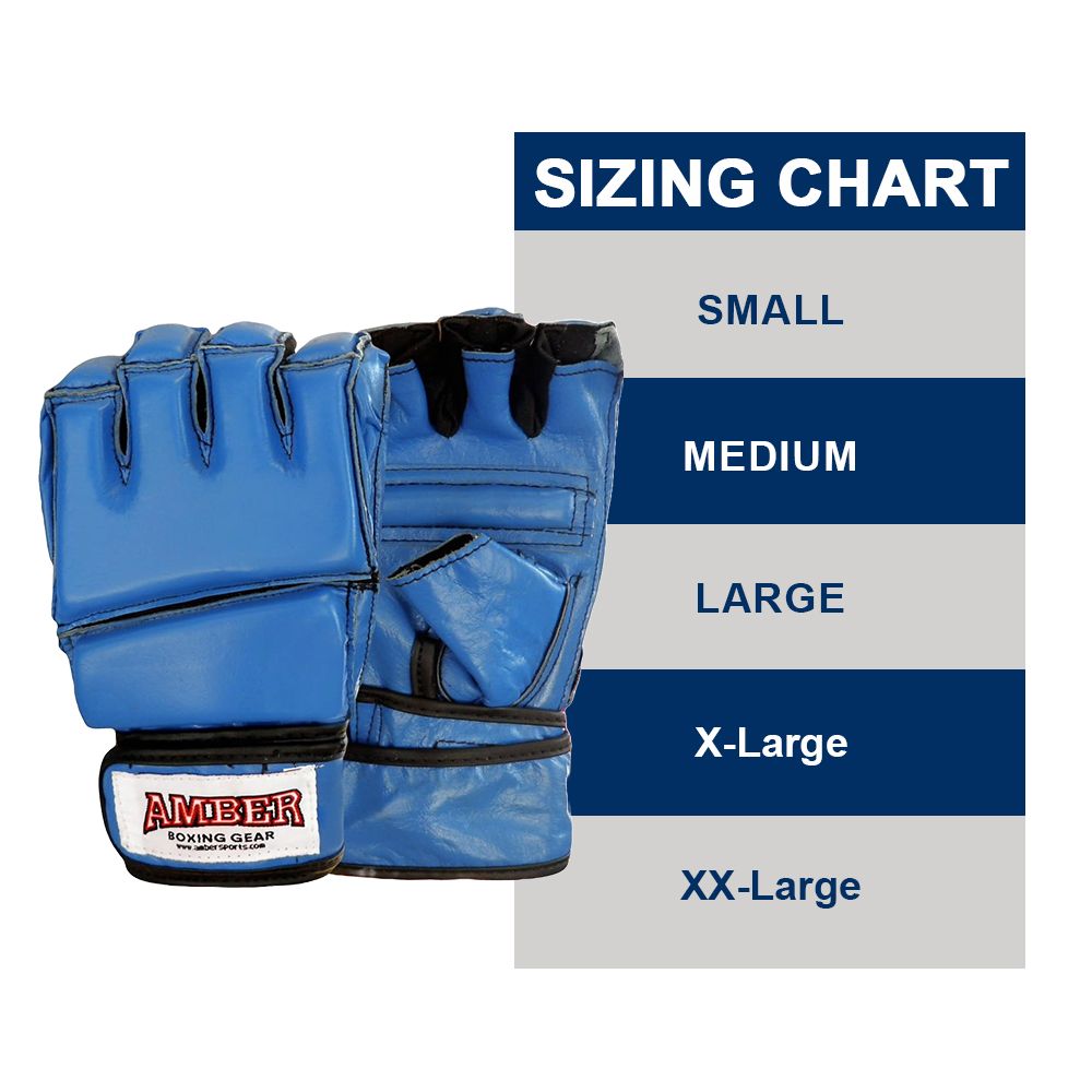 Premium Grappling Gloves for MMA Leather, Enhanced Grip, Excellent Wrist Support, Breathable Comfort - Ideal for Grappling and Clinch Fighting - Blue X-Large