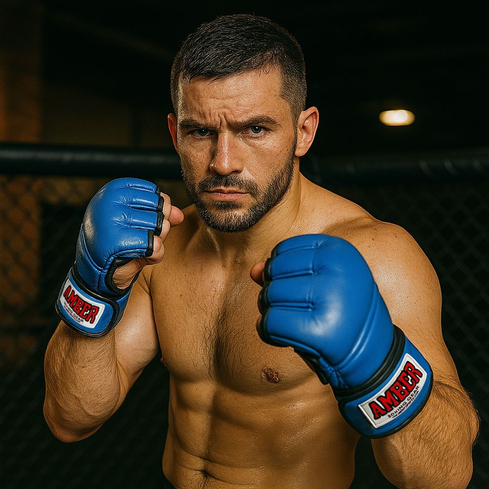 Premium Grappling Gloves for MMA Leather, Enhanced Grip, Excellent Wrist Support, Breathable Comfort - Ideal for Grappling and Clinch Fighting - Blue X-Large