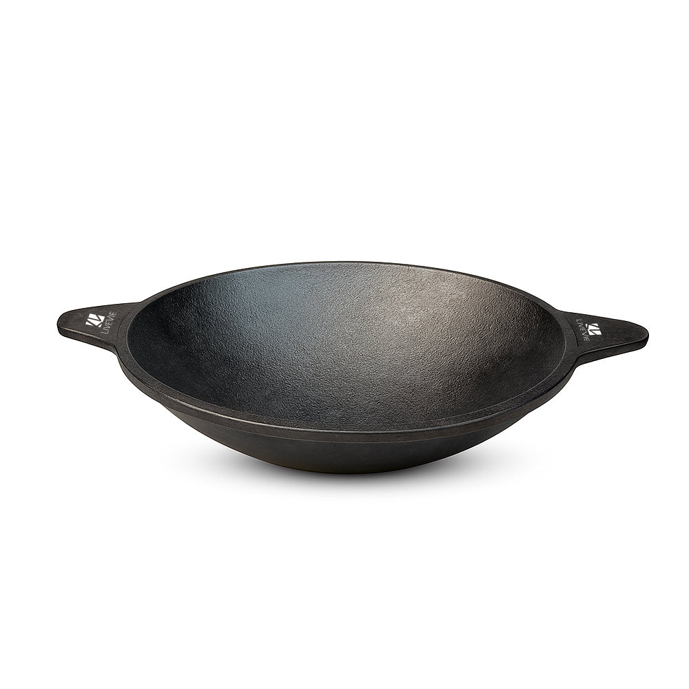 Cast Iron Appam Pan Rough Surface, Works on Gas, Electric Coil, Oven, Campfire &amp; BBQ, 8.5 Inches