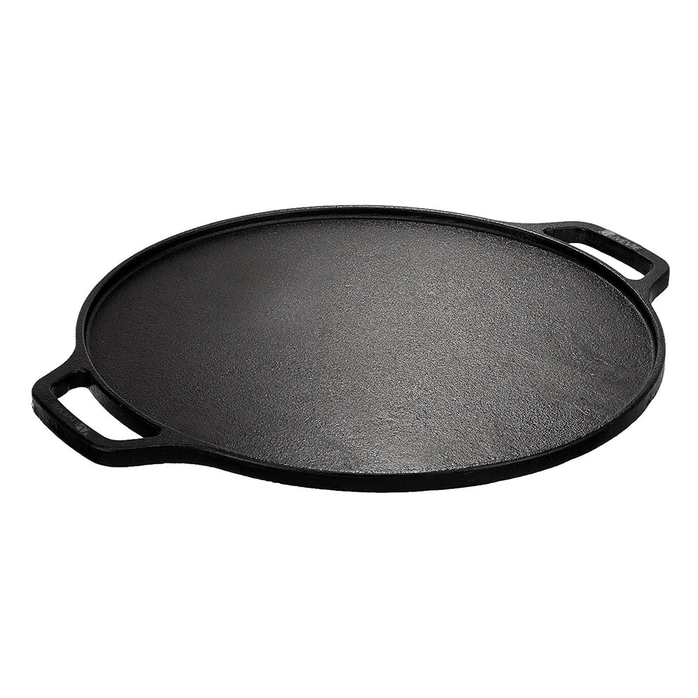 Cast Iron Tawa 12 Inch with Double Handle Pre-Seasoned Flat Tawa for Roti Paratha Pancake Crepes Durable Cookware for Gas ElectricCooktops