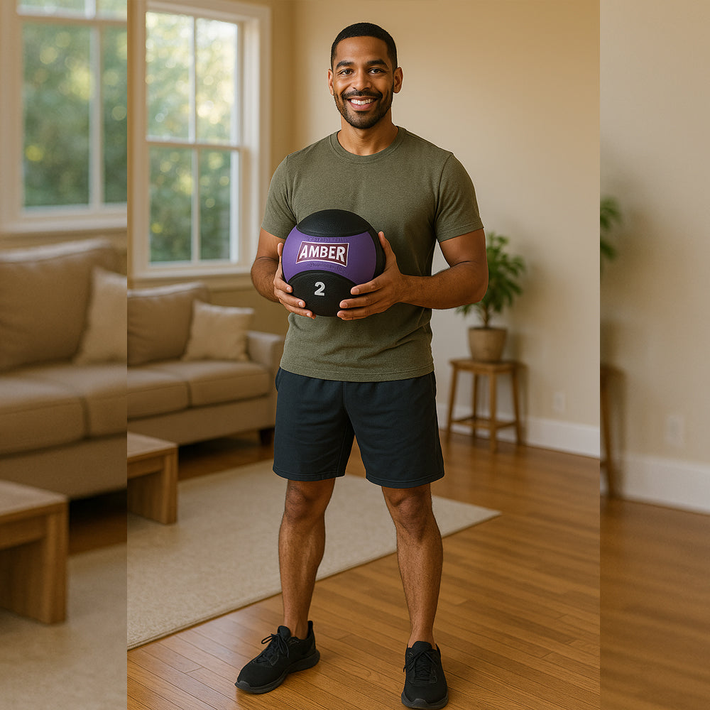 Durable Rubber Medicine Ball for Versatile Fitness Training, Enhance Upper &amp; Lower Body Strength, Core Stability, Balance, and Coordination, Superior Grip with Textured Finish, 2 lb Color May Vary