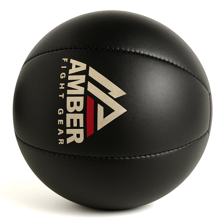 Amber Fight Gear Leather Medicine Ball for Strength &amp; Conditioning, Plyometric &amp; Core Training, Cardio Workouts for Muscle Building, Squats, Lunges, Partner Training