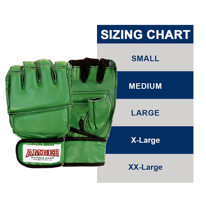 Premium Grappling Gloves for MMA Leather, Enhanced Grip, Excellent Wrist Support, Breathable Comfort - Ideal for Grappling and Clinch Fighting - Green Large