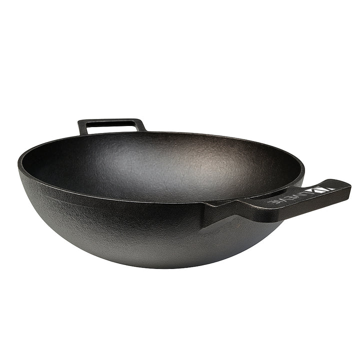 Cast Iron Deep Kadai Wok with Dual Handles, Heavy-Duty Cooking Pot for Deep Frying, Stir-Frying, Curries ? Gas, Grill &amp; Open Flame Compatible