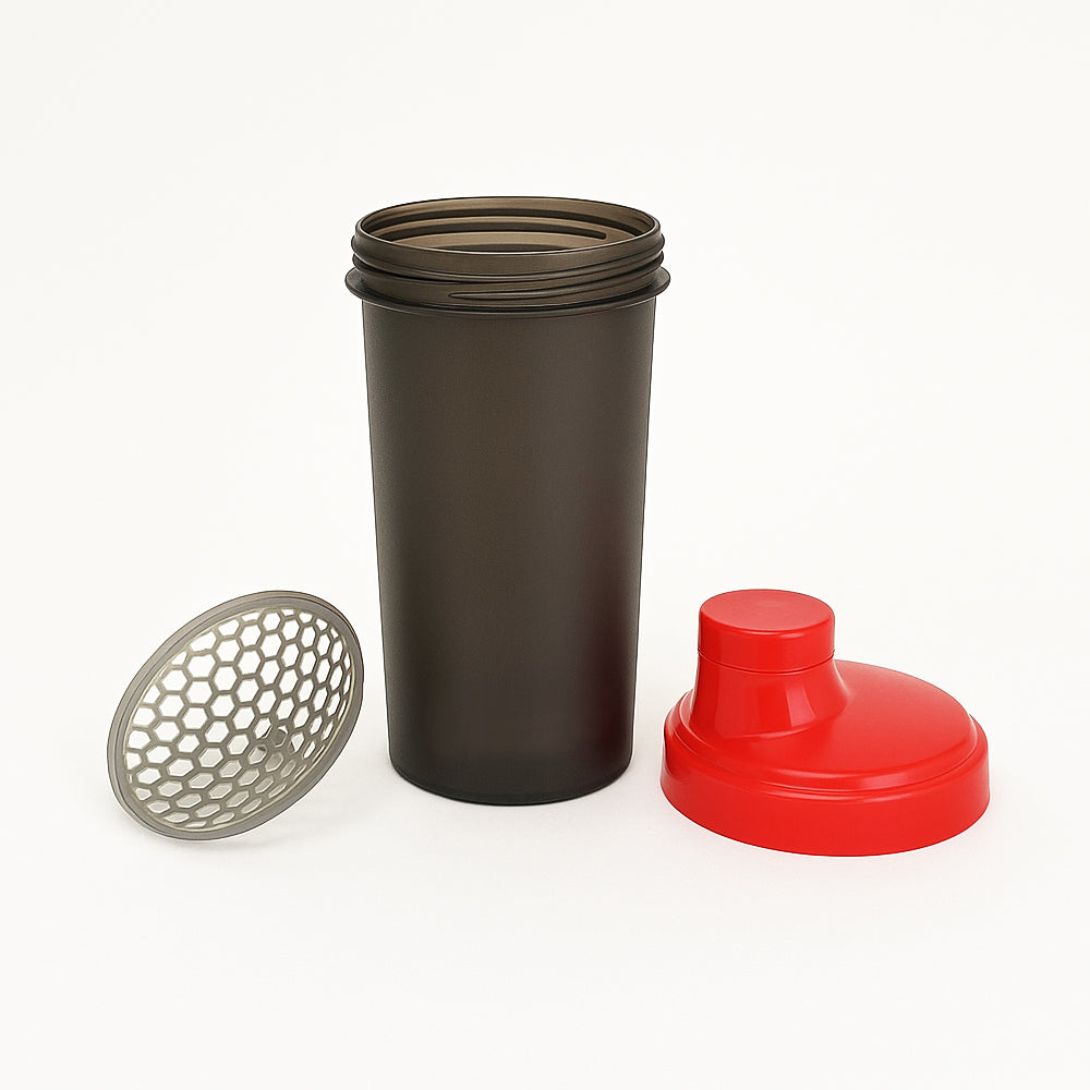 Amber Fight Gear Shaker Glass With Cap No. 3, Durable BPA-Free Polymer, Effective Protein Mixing, Leak-Proof, Portable, Versatile for Gym, Sports, Daily Use, Red