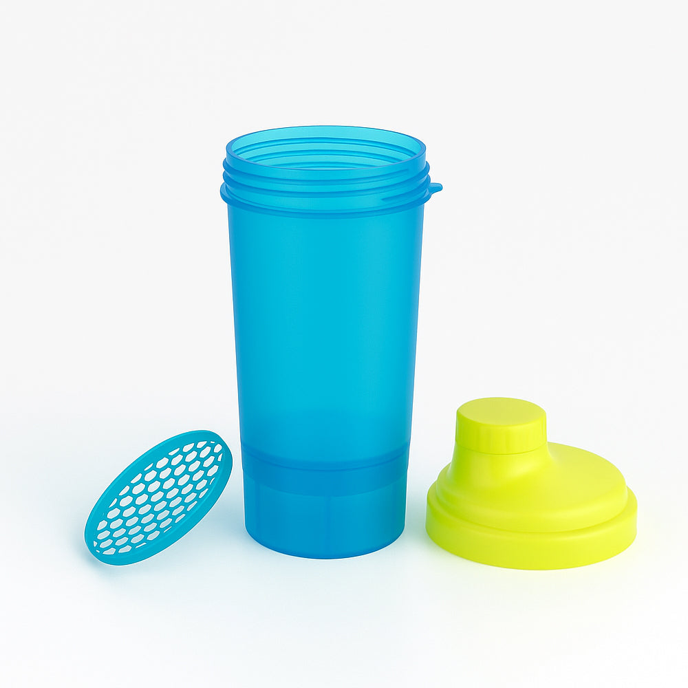 Amber Fight Gear Super Shaker Big with Storage Cap No. 3 BPA-Free, Leak-Proof Protein Shaker Bottle with Wide Mouth Opening, Hi-Flow Cap, and Bottom Storage for Supplements, Blue