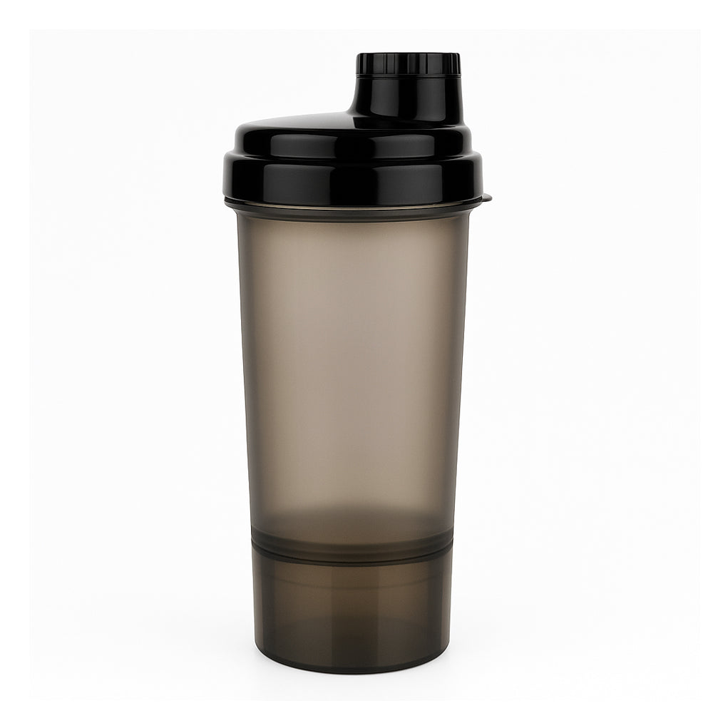 Amber Fight Gear Super Shaker Glass Big with Storage Cap No. 3 BPA-Free, Leak-Proof Protein Shaker Bottle with Wide Mouth Opening, Hi-Flow Cap, and Bottom Storage for Supplements, Black