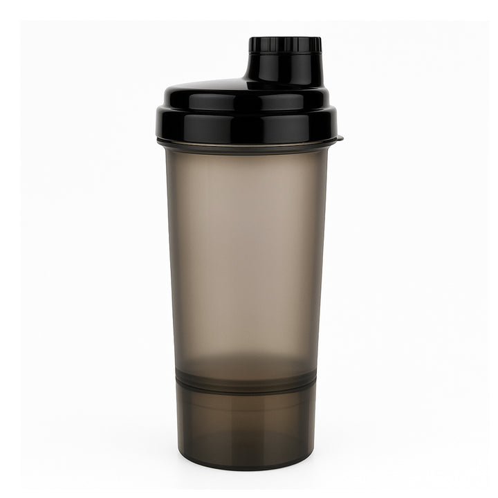 Amber Fight Gear Super Shaker Glass Big with Storage Cap No. 3 BPA-Free, Leak-Proof Protein Shaker Bottle with Wide Mouth Opening, Hi-Flow Cap, and Bottom Storage for Supplements, Black