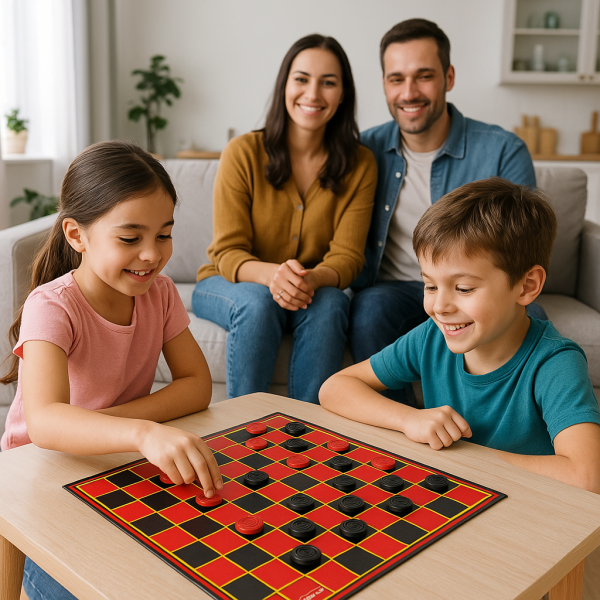 Checkers Plus 5-in-1 Game Set, Traditional Checkers &amp; 5 Other Board Games