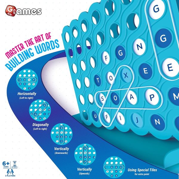 Livevie Word Build - 2 Player Word Building Strategy Game with Grid and Tray