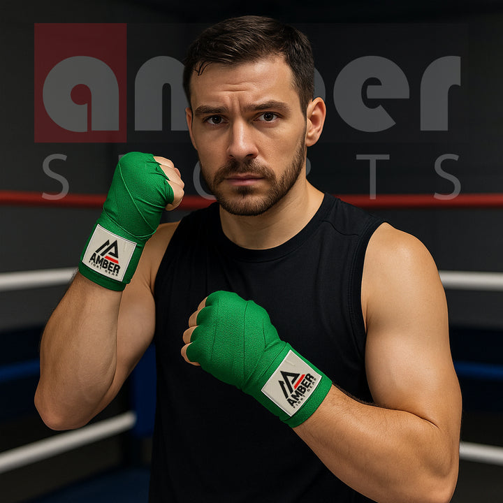Amber Fight Gear Semi Elastic Professional Hand Wraps with Hook and Loop Closure for Boxing Kickboxing Muay Thai MMA for Men and Women