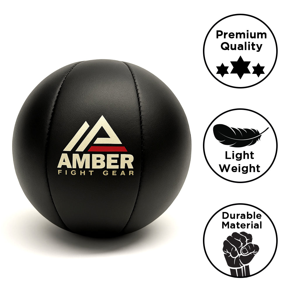 Amber Fight Gear Leather Medicine Ball for Strength &amp; Conditioning, Plyometric &amp; Core Training, Cardio Workouts for Muscle Building, Squats, Lunges, Partner Training