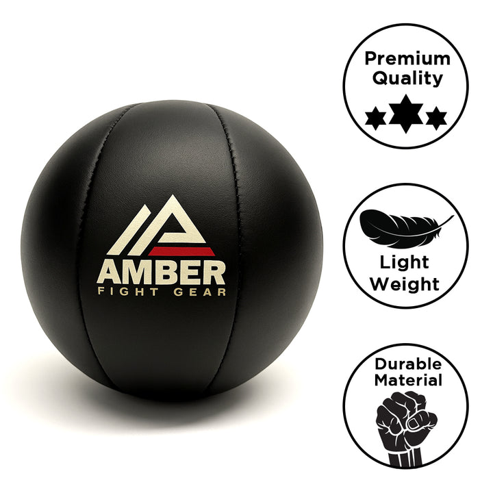 Amber Fight Gear Leather Medicine Ball for Strength &amp; Conditioning, Plyometric &amp; Core Training, Cardio Workouts for Muscle Building, Squats, Lunges, Partner Training