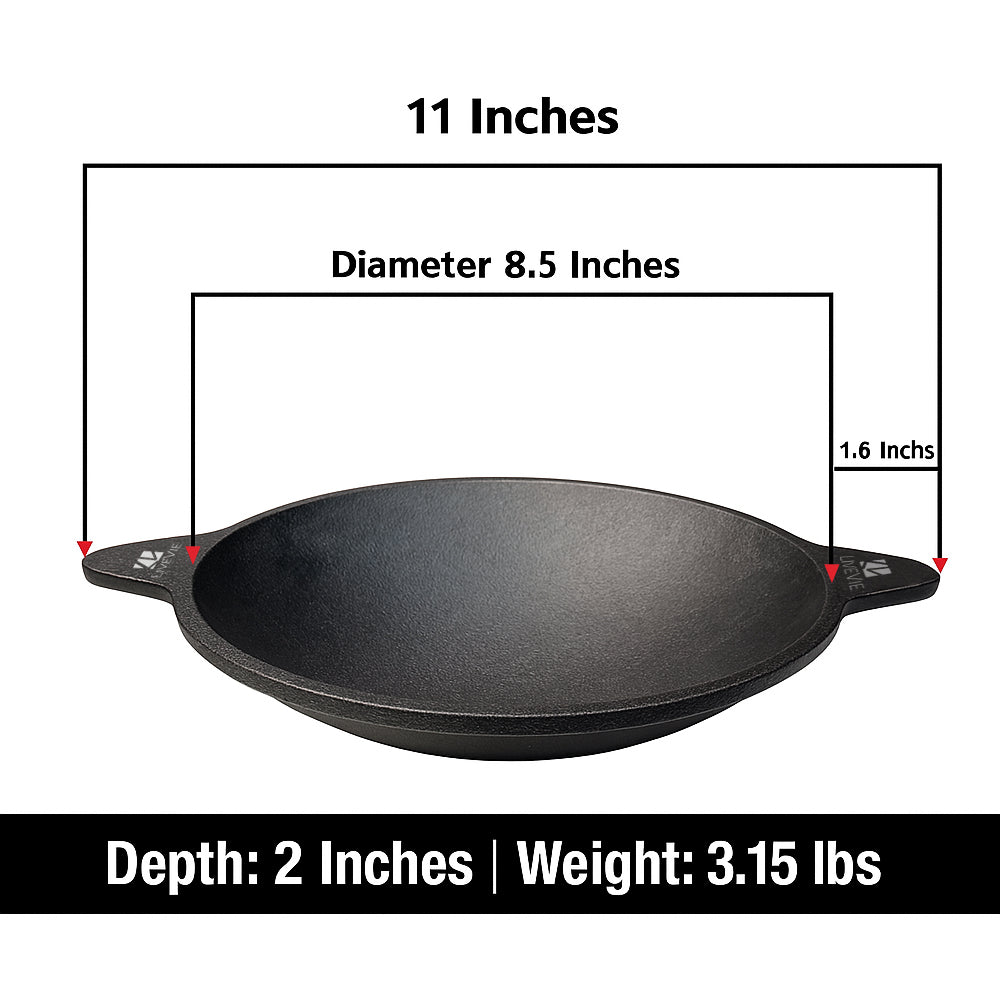 Cast Iron Appam Pan Rough Surface, Works on Gas, Electric Coil, Oven, Campfire &amp; BBQ, 8.5 Inches